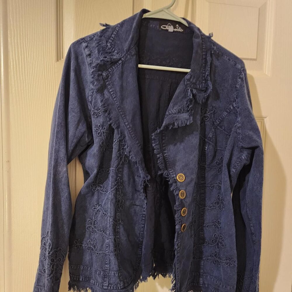 Giocam Women's Navy Fringed Western Rodeo Jacket Sz XL